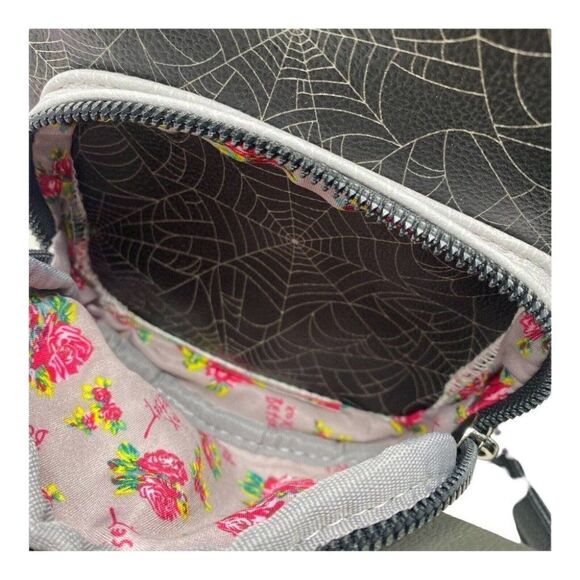 BETSEY JOHNSON KITCH MINI BACKPACK HALLOWEEN VAMPIRE CAT SPIDER WEB NOVELTY ZIP - Picture 5 of 8